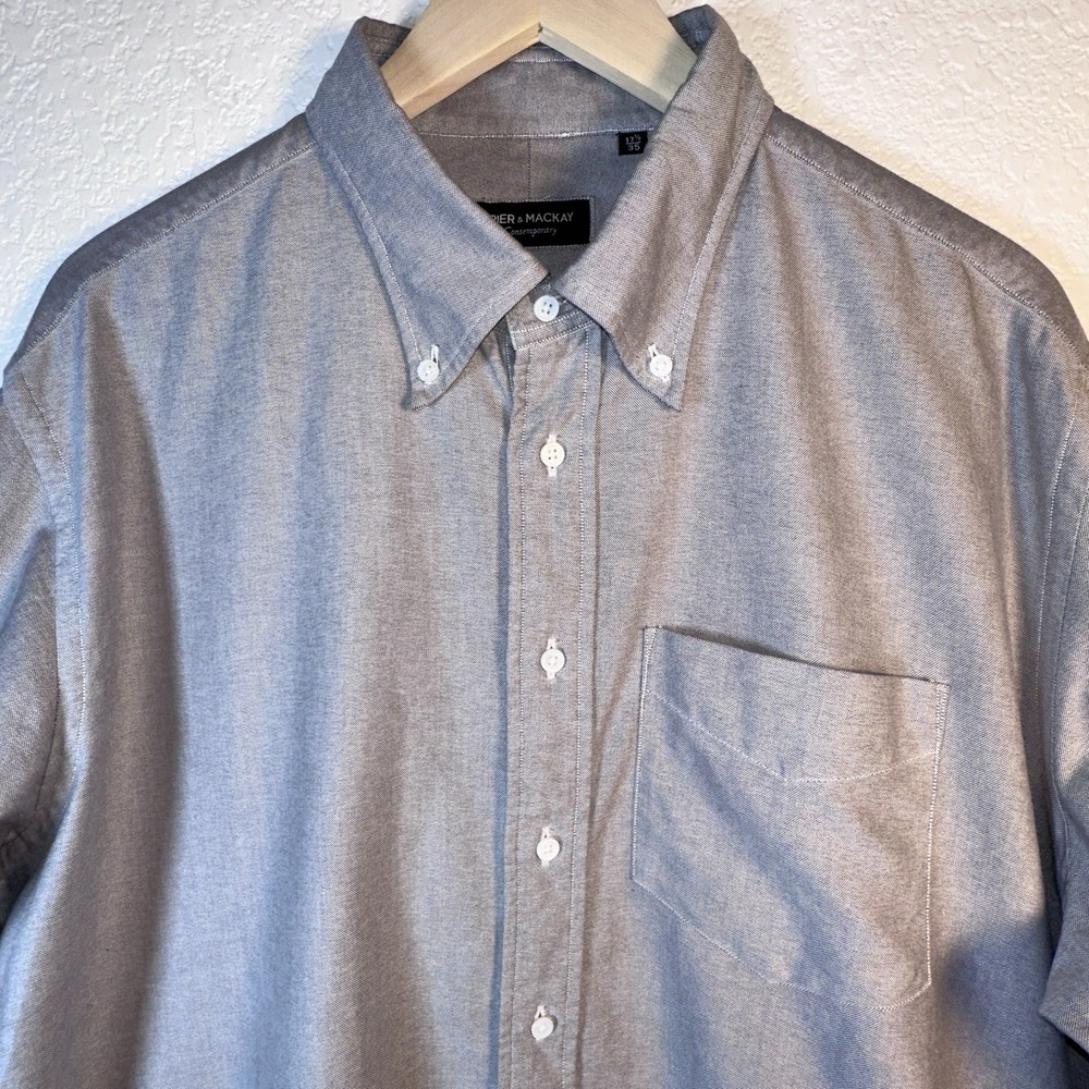 Spier & Mackay Grey Oxford Premium Cotton Button Down Shirt 17.5